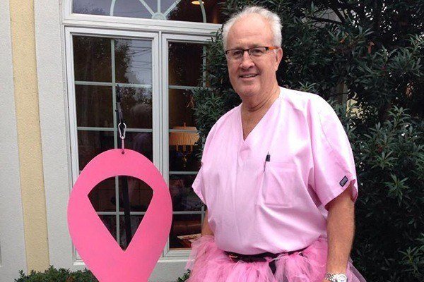 Doctor dressed in pink for breast cancer
